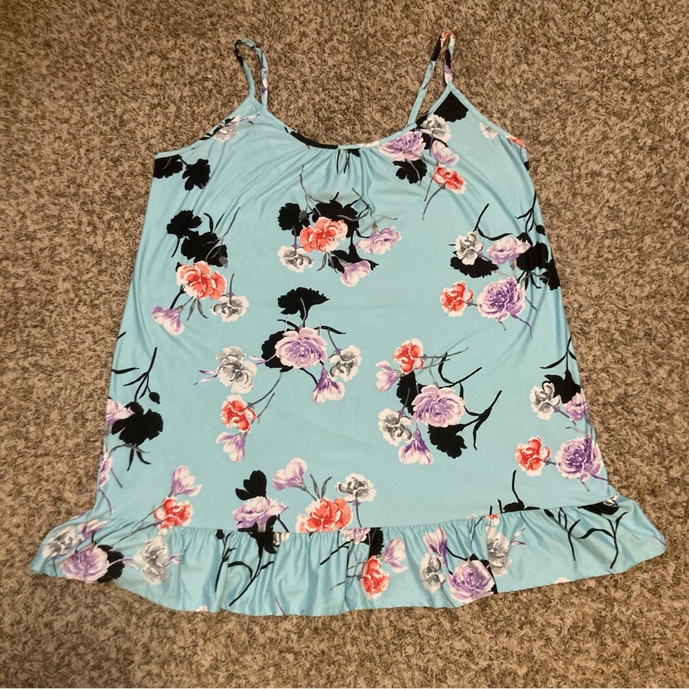 3/$15 - Secret Treasures Light Blue Floral Nightgown, Sz 2X 18W-20W